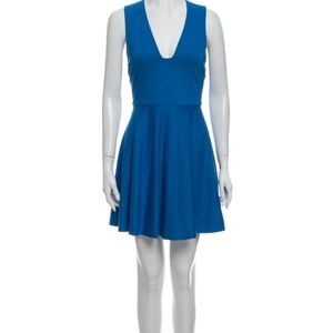 Classy blue deep v-neck dress